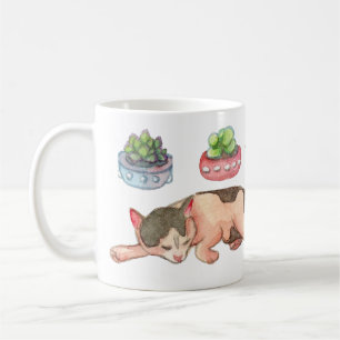 Schläfrige Katzen und Sukkulatur Kaffeetasse