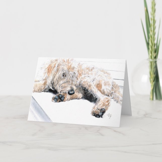 Schläfrige Labradoodle Gruß-Karte Karte (Vorderseite)