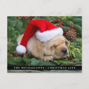 Schläfrige Labrador Retriever Welpe mit Weihnacht Feiertagspostkarte