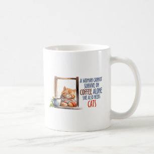 Schläfrige Niedliche Orangenkatze mit Kaffee-Cup Kaffeetasse