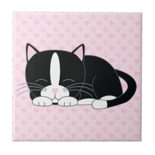 Schläfrige Smokings-Katze Fliese