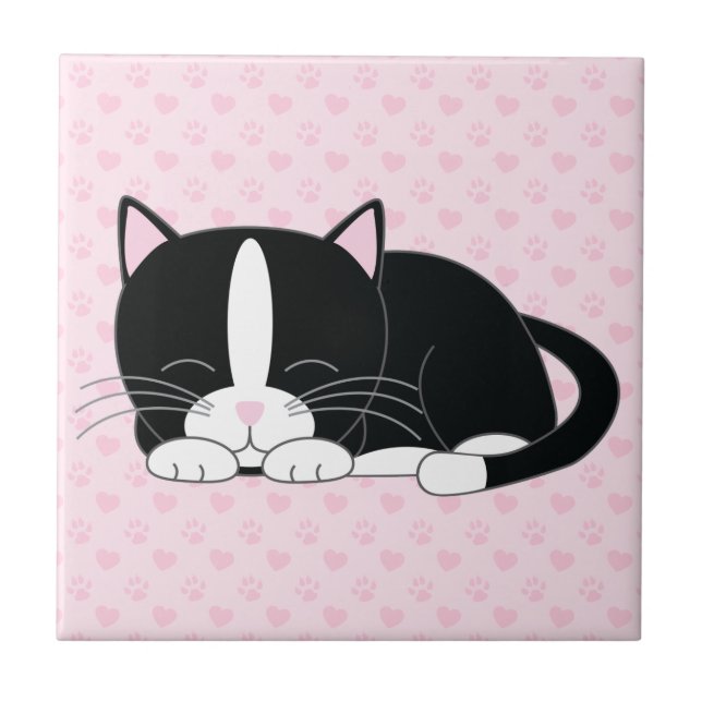 Schläfrige Smokings-Katze Fliese (Vorderseite)