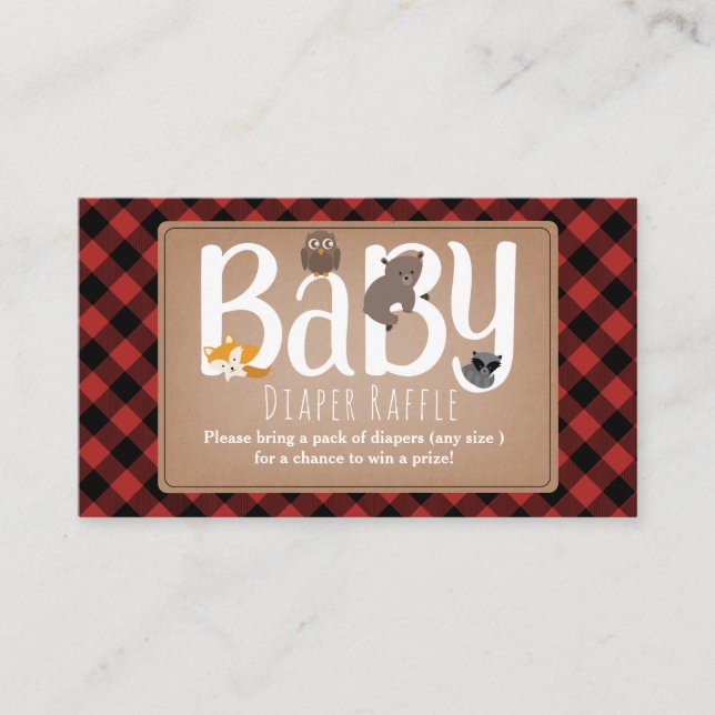 Schläfrige Tiere betäuben Karierte Windeln Begleitkarte (Vorderseite)