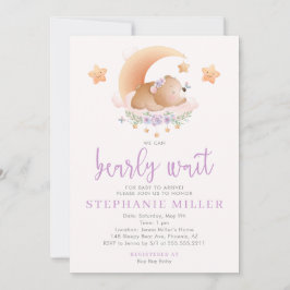 Schläfriger Bär auf Cloud Baby Girl Shower Einladu