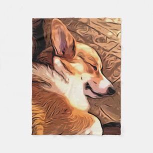 Schläfriger Corgi Fleecedecke