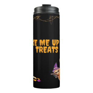 Schläfriger Faultier bereit für Halloween-Leckerei Thermosbecher