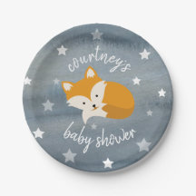 Schläfriger Fox spielt Aquarell-Babyparty die