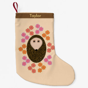 Schläfriger Igel und Blume Personalisierter Strump Kleiner Weihnachtsstrumpf