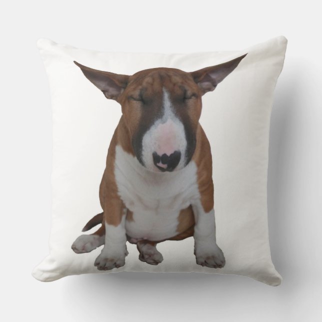 Schläfriges kleines Bullterrier-Wurfs-Kissen Kissen (Vorderseite)