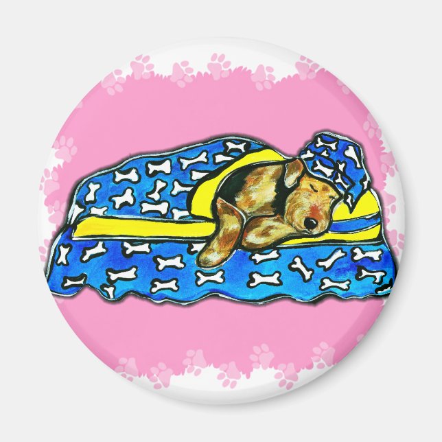 Schlafrosa Airedale Magnet (Vorne)