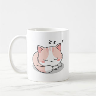 Schlafrosa Katze Kaffeetasse