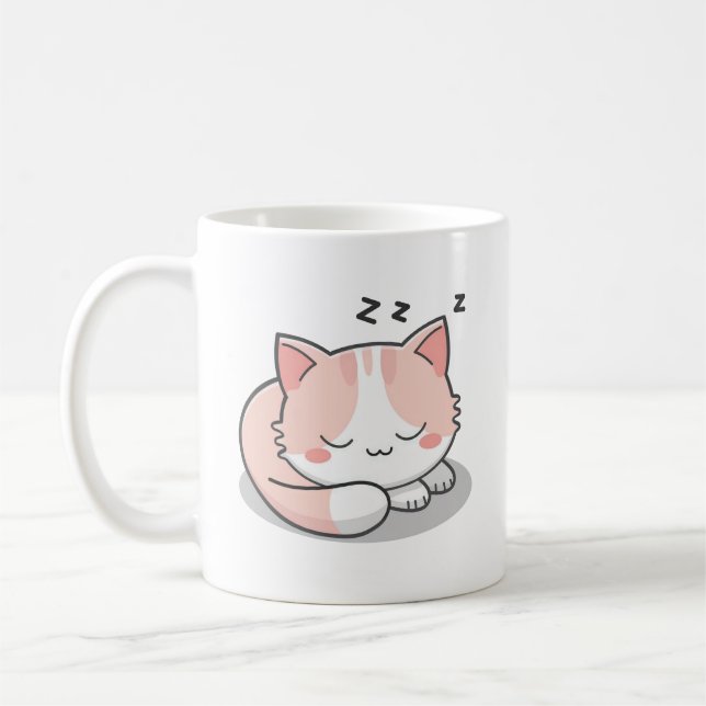 Schlafrosa Katze Kaffeetasse (Links)