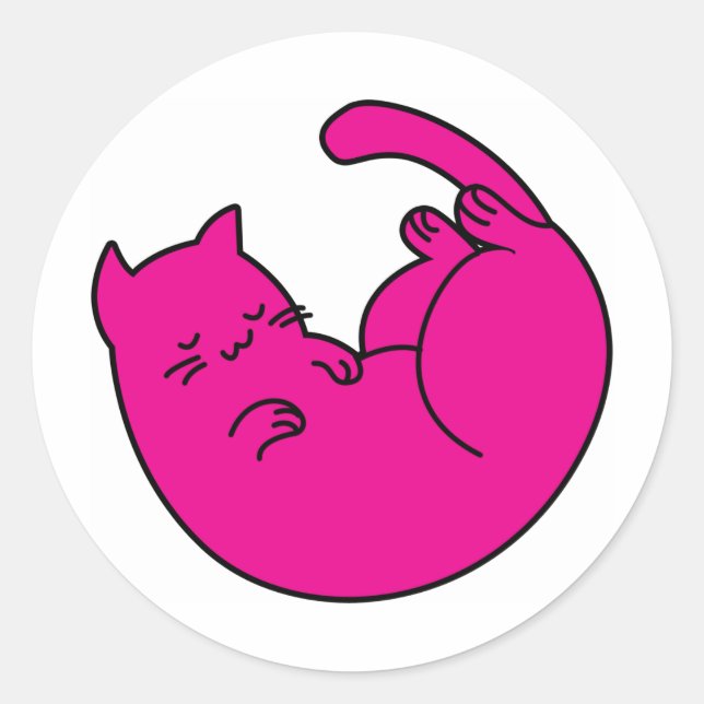Schlafrosa Katzenaufkleber Runder Aufkleber (Vorderseite)