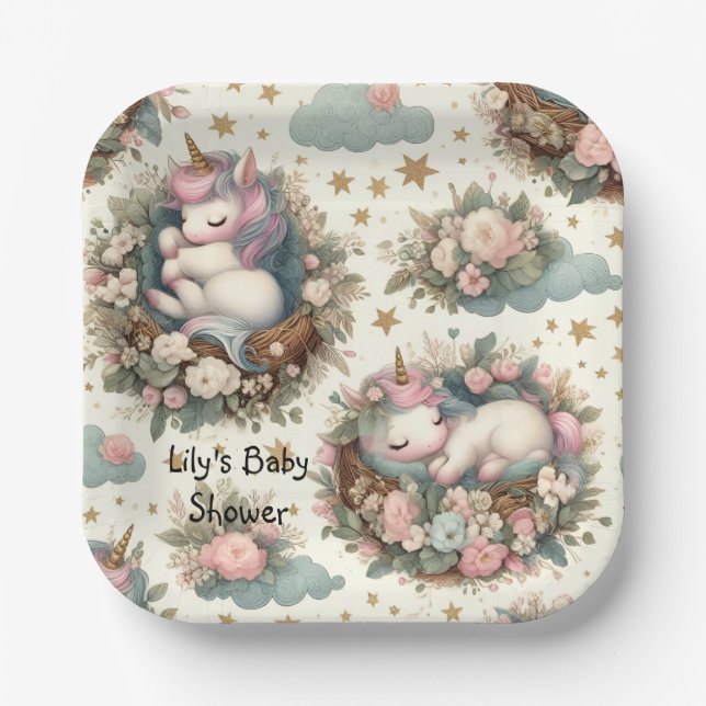 Schlafsäcke für Baby Unicorn Papierplatte für Baby Pappteller (Vorderseite)