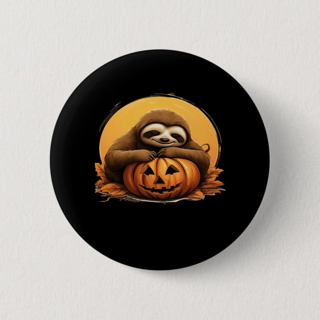 Schlafsessel und Halloween Pumpkin Classic T-Shi Button (Vorderseite)