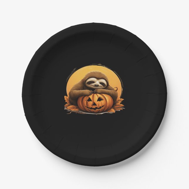 Schlafsessel und Halloween Pumpkin Classic T-Shi Pappteller (Vorderseite)