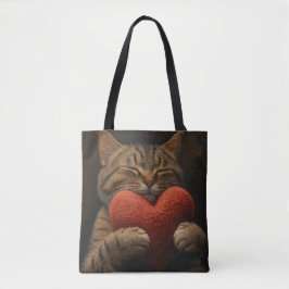 SCHLAFTABBYKATTE MIT HERZGESTATTETER PILLOW TASCHE