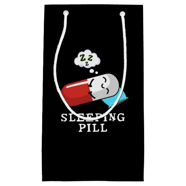 Schlaftablette Funny Medicine Pun Dark BG Kleine Geschenktüte (Vorderseite)