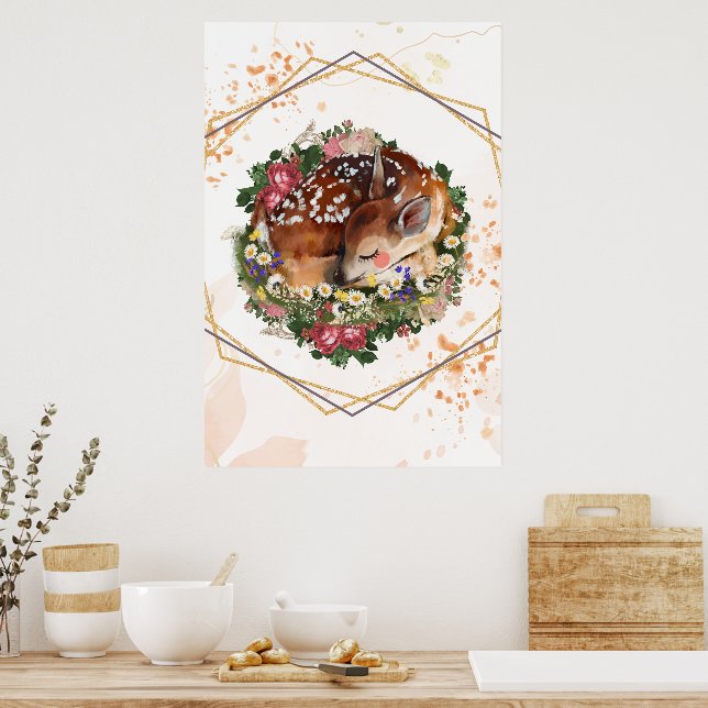 Schlaftier, braune Tiergrafie Poster (Küche)
