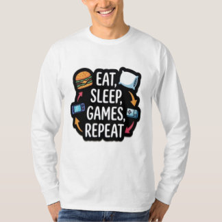 Schlaftoken-Spiele, essen, schlafen, Spiele, wiede T-Shirt