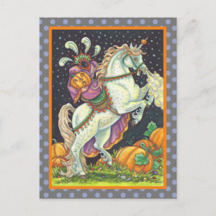 SCHLAFTRUNKENE HOLLOW KOPFLOSE REITERIN, HALLOWEEN POSTKARTE