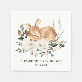 Schlafwald Hirsche Weiße Blumengrün Fawn Serviette