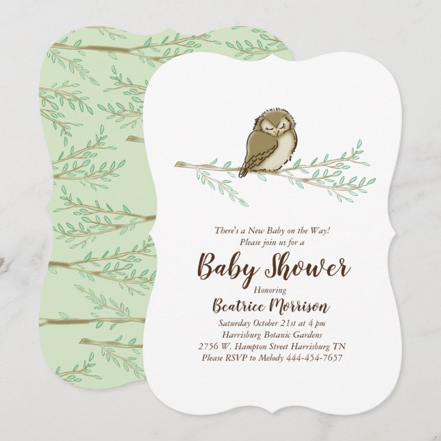 Schlafzimmer Baby Dusche Woodland Bird Einladung (Vorne/Hinten)