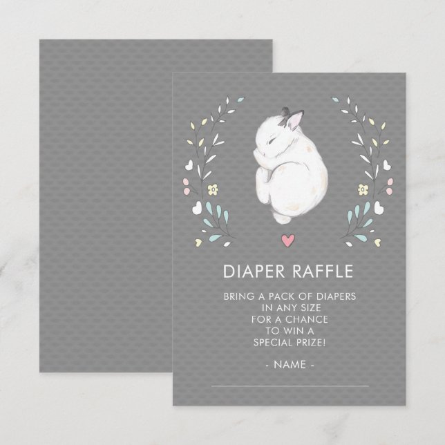 Schlafzimmer Bunny Baby Dusche Windeln Raffle Tick Einladung (Vorne/Hinten)
