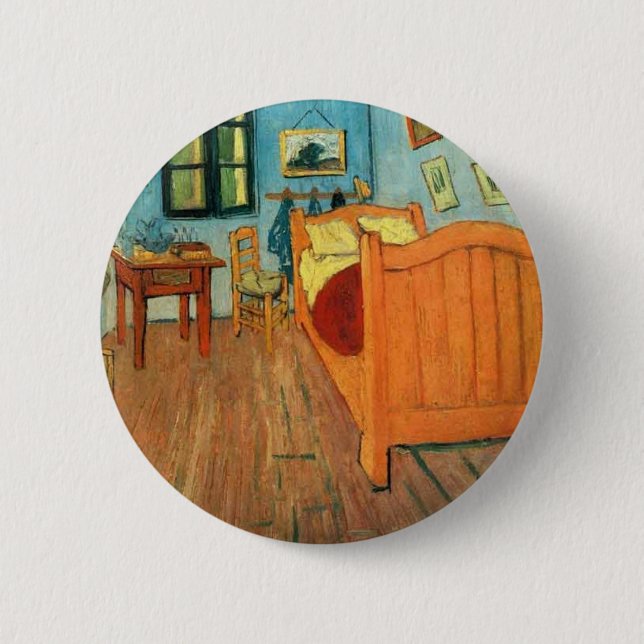 Schlafzimmer in Arles durch Vincent van Gogh Button (Vorderseite)