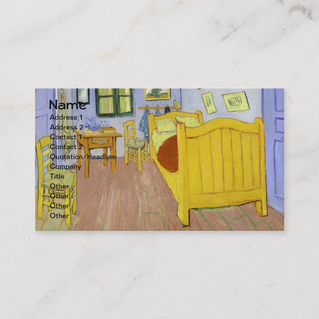 Schlafzimmer in Arles (F482) Van Gogh Fine Art Visitenkarte (Vorderseite)
