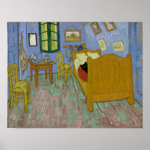 Schlafzimmer in Arles mit schwarzer Katze - Van Go Poster