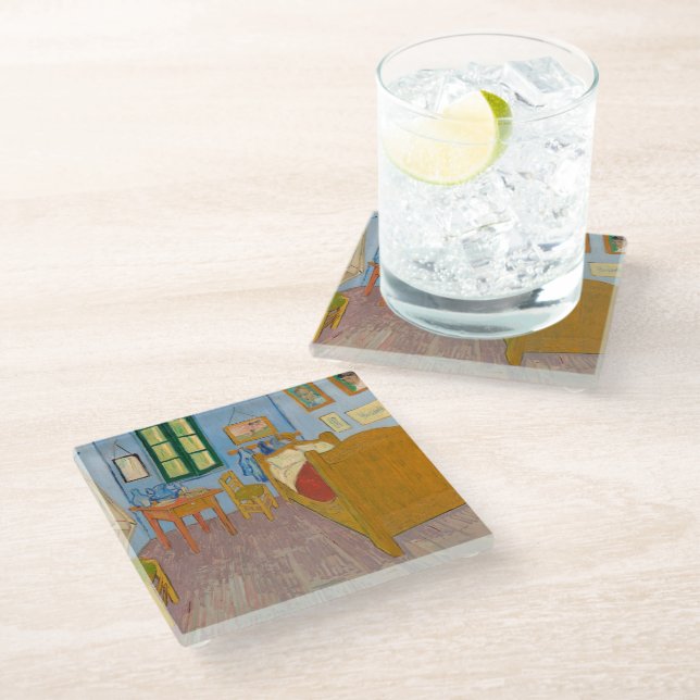 Schlafzimmer in Arles | Vincent van Gogh Glasuntersetzer (Schrägansicht)