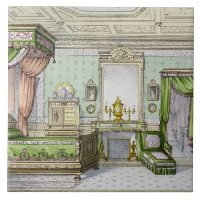 Schlafzimmer in der Renaissanceart (Farbelitho) Fliese (Vorderseite)