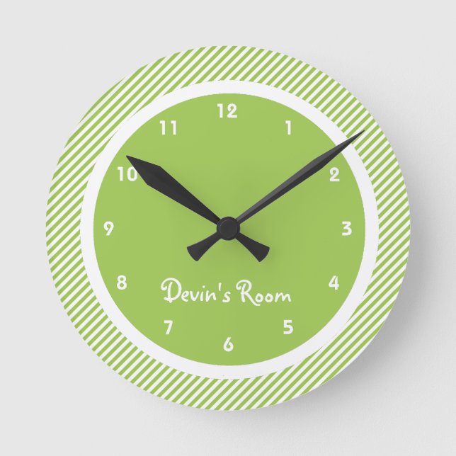 Schlafzimmer mit grünem Streifen Runde Wanduhr (Vorderseite)
