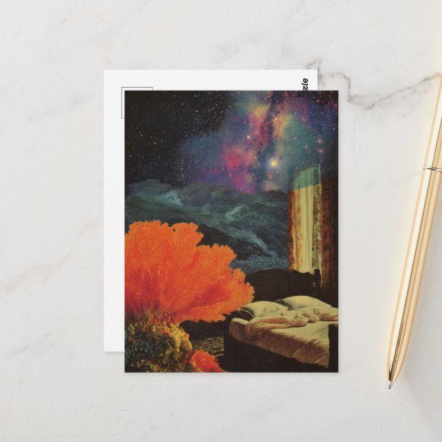 Schlafzimmer unter dem Meer Surreal Mixed Media Co Postkarte (Vorderseite/Rückseite Beispiel)