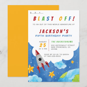 Schlag ab! Boys Outer Space Thema Geburtstagsparty Einladung