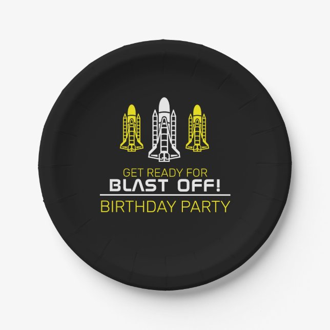 Schlag ab! Raumschiff, Geburtstag Pappteller (Vorderseite)