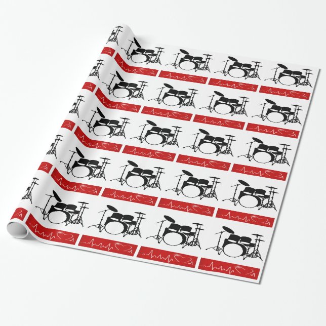 Schlag des Herzens eines Schlagzeugers Geschenkpapier (Ungerollt)