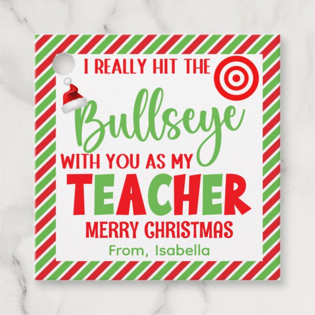 Schlag die Bullseye Weihnachten Geschenkanhänger (Vorderseite)