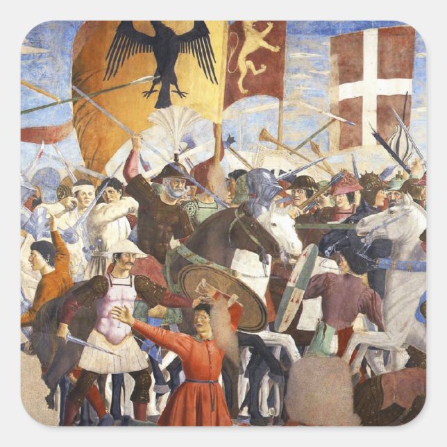 SCHLAG HERACLIUS von Piero Della Francesca Quadratischer Aufkleber (Vorderseite)