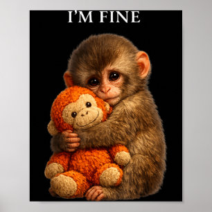 Schlagaffe süßes Baby lustiges Tier Poster