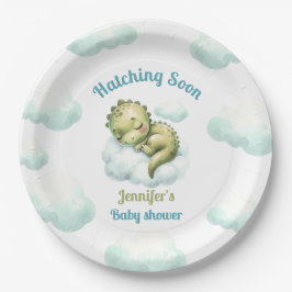 Schlägen Bald Niedlich Dinosaur Blue Boy Baby Dusc Pappteller