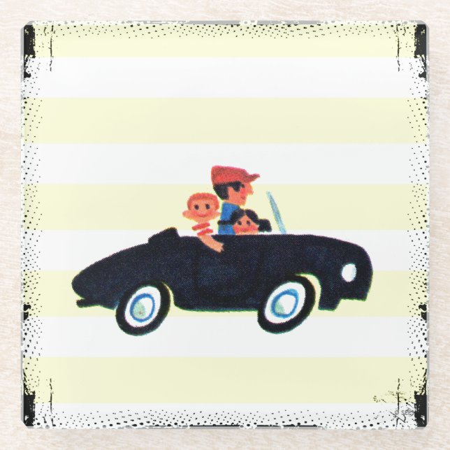 Schlagen der offenen Straße 3 Glasuntersetzer (Vorderseite)