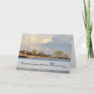 Schlagen Sie alle Sorgen auf Ihm - Scripture Card Dankeskarte