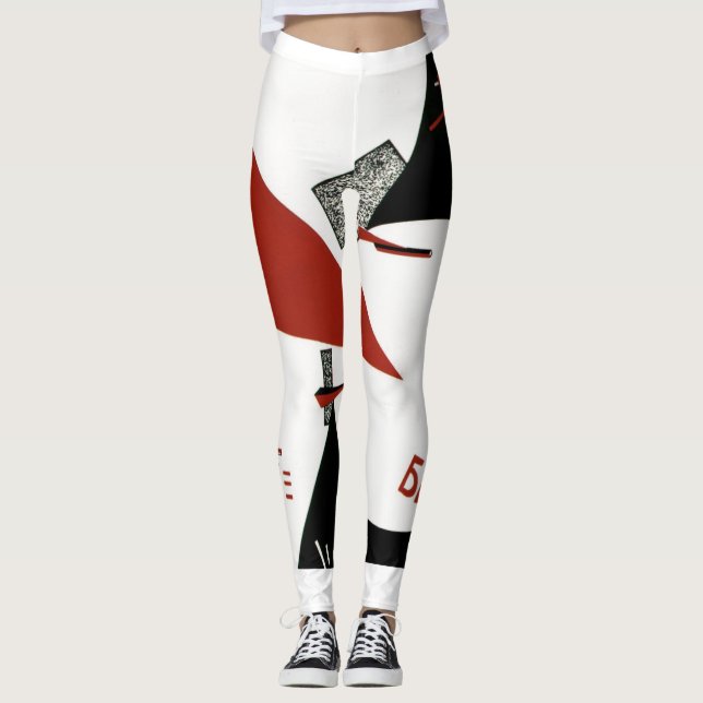 Schlagen Sie das Weiß mit dem roten Keil Leggings (Vorderseite)