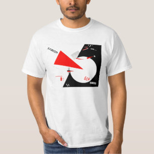 schlagen Sie das Weiß mit dem roten Keil T-Shirt