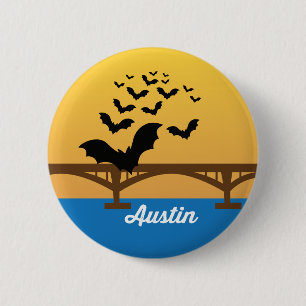 Schläger-Brücken-Knopf Austins Texas weltberühm Button