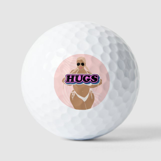 Schläger, Cartoon schön und Dame in Bikinie Golfball (Vorderseite)