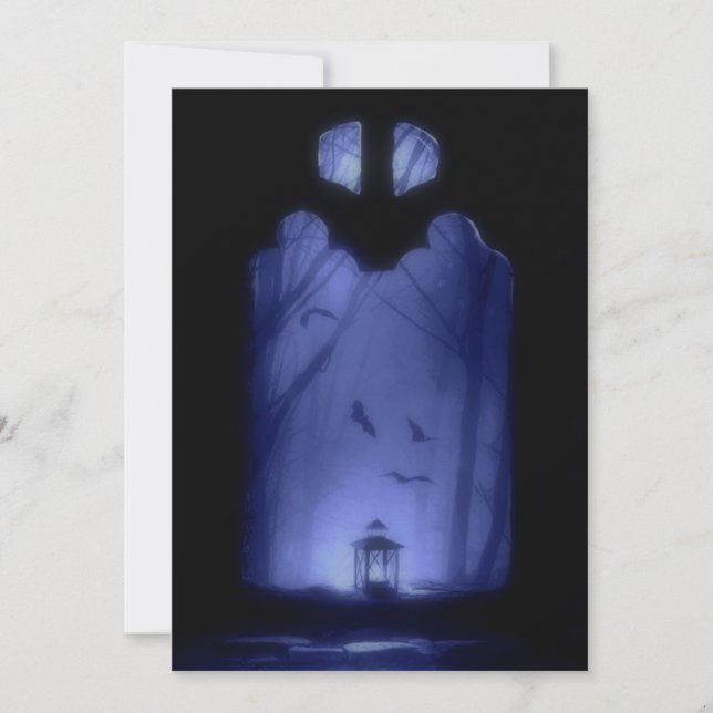 Schläger, die unheimliche blaue Nacht | Halloween Einladung (Vorderseite)