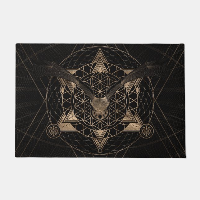 Schläger in der heiligen Geometrie - Schwarzes und Fußmatte (Vorderseite)